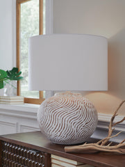 Vien Distressed White Table Lamp - L100894
