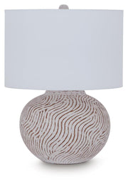 Vien Distressed White Table Lamp - L100894