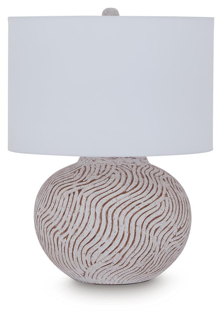 Vien Distressed White Table Lamp - L100894