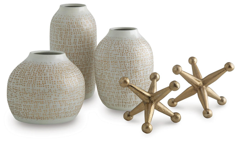 Vinburn White/Gold Finish Accessory Set (Set of 5) - A2C00213