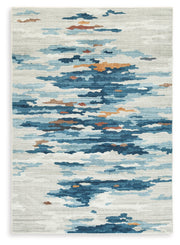 Vinlett Cream/Blue/Brown Washable Large Rug - R407041