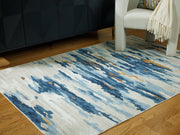 Vinlett Cream/Blue/Brown Washable Medium Rug - R407042