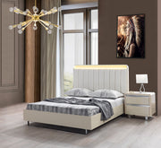 Viola Cream High Gloss Lacquer 4 pc Queen Bedroom Set - VIOLABEDROOM-4PCQ