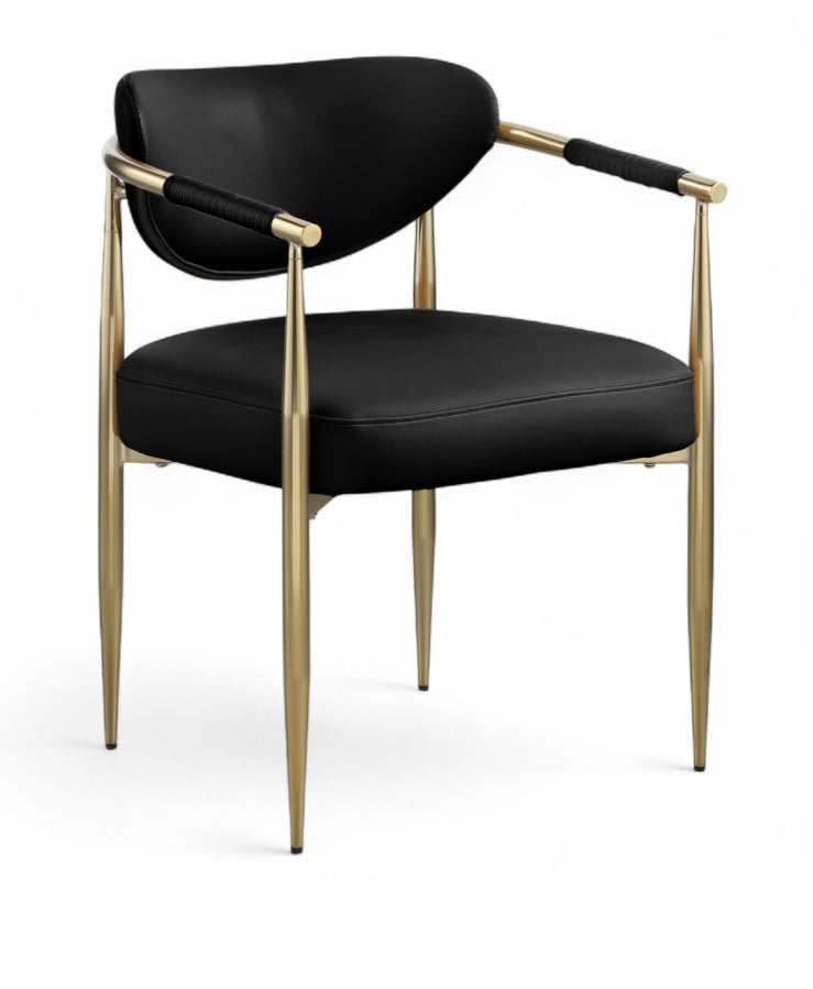 Virella Vegan Leather Upholstered Dining Chair in Black, Set of 2 - 817Black-C