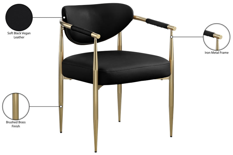 Virella Vegan Leather Upholstered Dining Chair in Black, Set of 2 - 817Black-C