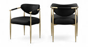 Virella Vegan Leather Upholstered Dining Chair in Black, Set of 2 - 817Black-C