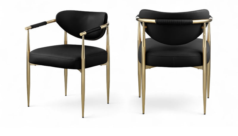 Virella Vegan Leather Upholstered Dining Chair in Black, Set of 2 - 817Black-C