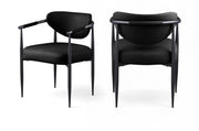 Virella Vegan Leather Upholstered Dining Chair in Black, Set of 2 - 829Black-C