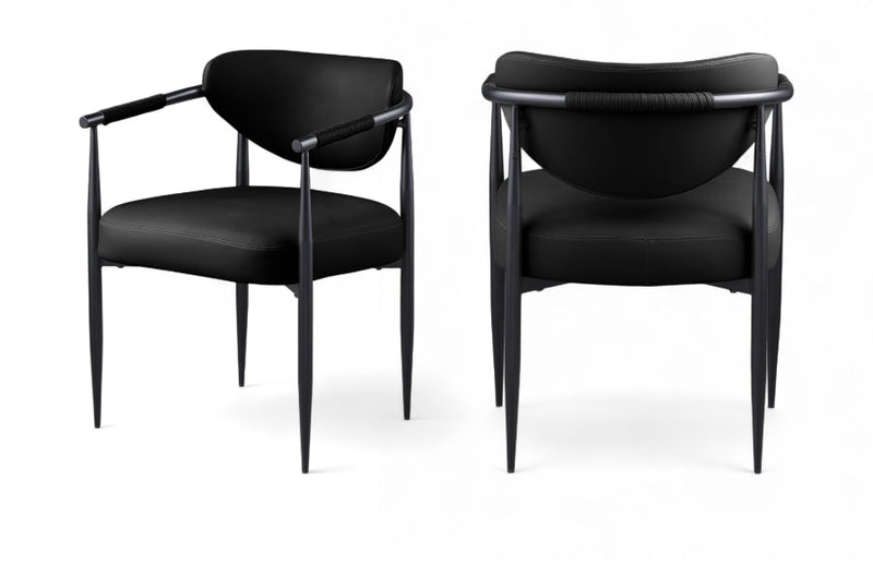 Virella Vegan Leather Upholstered Dining Chair in Black, Set of 2 - 829Black-C
