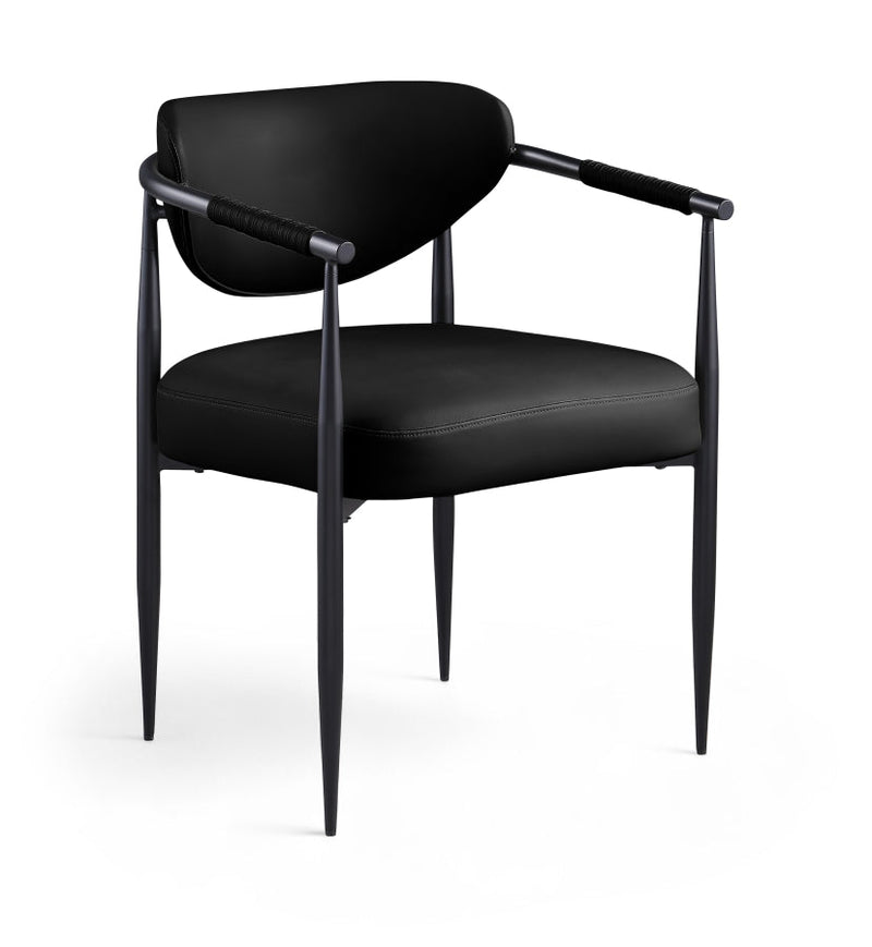Virella Vegan Leather Upholstered Dining Chair in Black, Set of 2 - 829Black-C