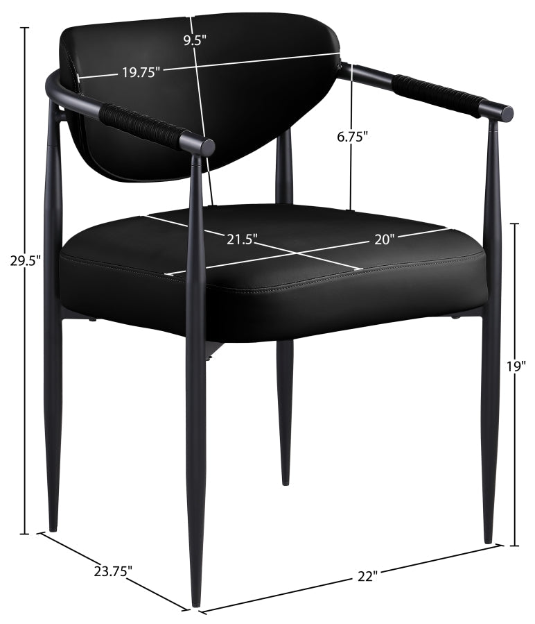 Virella Vegan Leather Upholstered Dining Chair in Black, Set of 2 - 829Black-C