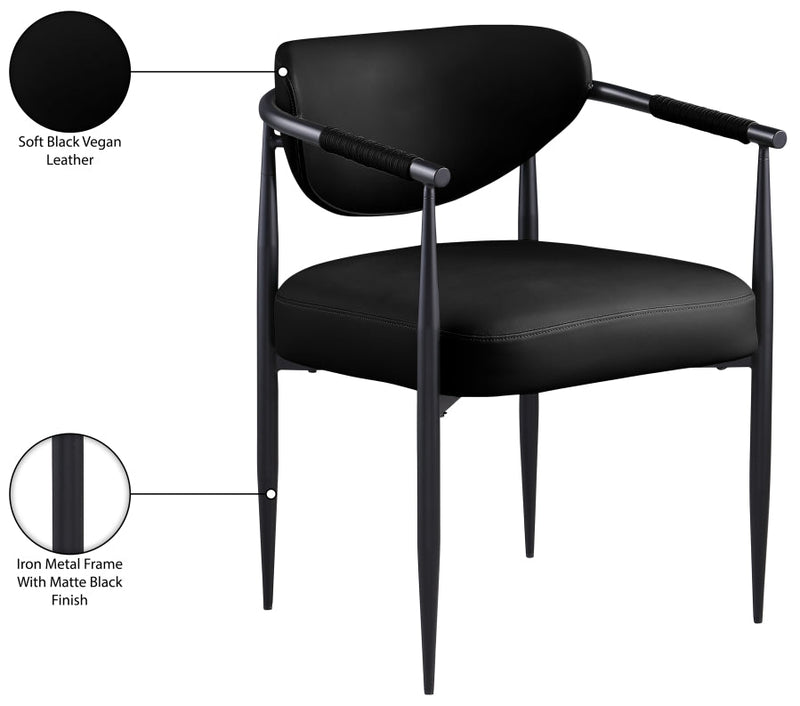 Virella Vegan Leather Upholstered Dining Chair in Black, Set of 2 - 829Black-C