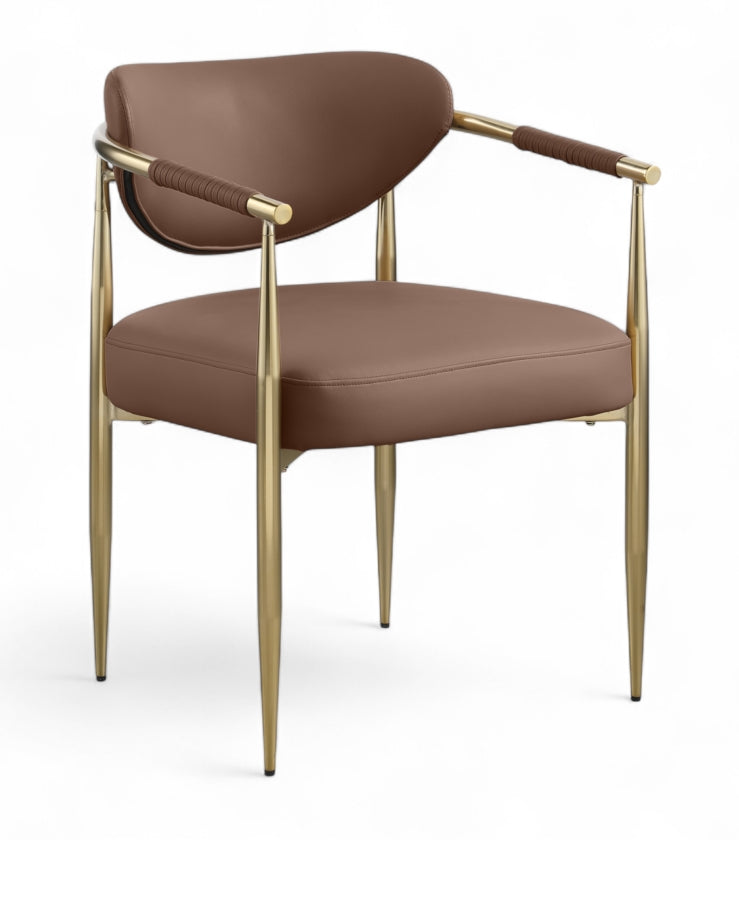 Virella Vegan Leather Upholstered Dining Chair in Brown, Set of 2 - 817Brown-C