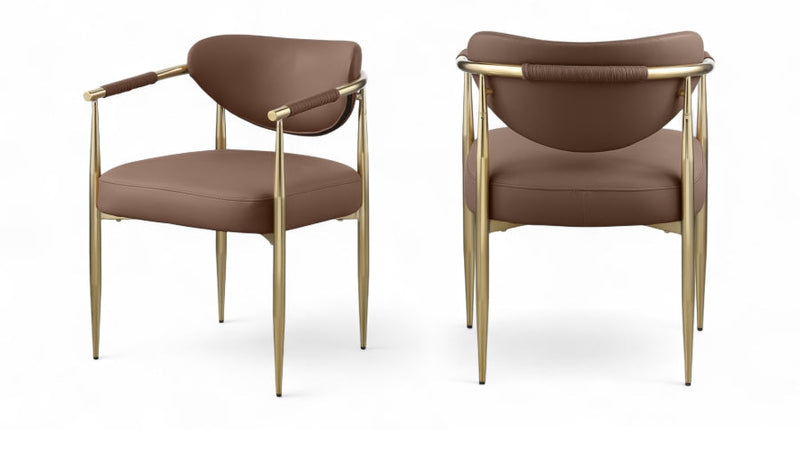 Virella Vegan Leather Upholstered Dining Chair in Brown, Set of 2 - 817Brown-C