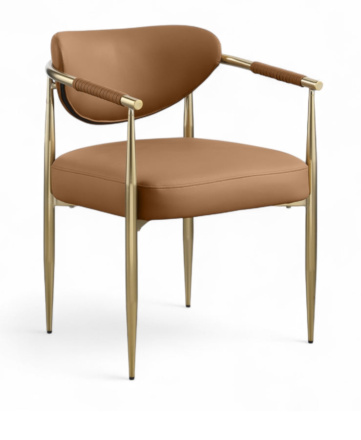 Virella Vegan Leather Upholstered Dining Chair in Cognac, Set of 2 - 817Cognac-C