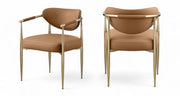 Virella Vegan Leather Upholstered Dining Chair in Cognac, Set of 2 - 817Cognac-C