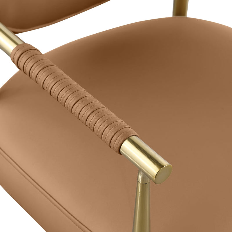 Virella Vegan Leather Upholstered Dining Chair in Cognac, Set of 2 - 817Cognac-C