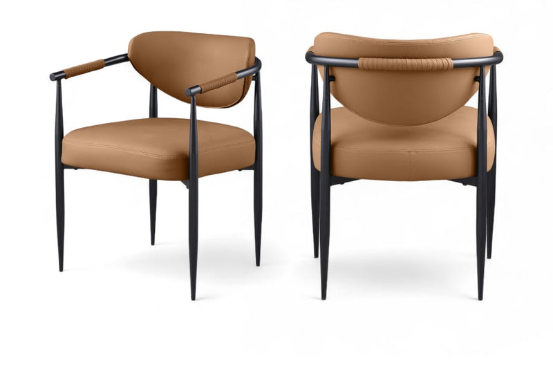Virella Vegan Leather Upholstered Dining Chair in Cognac, Set of 2 - 829Cognac-C