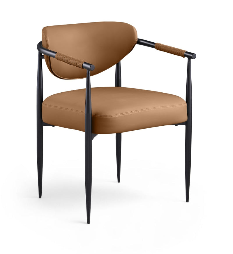 Virella Vegan Leather Upholstered Dining Chair in Cognac, Set of 2 - 829Cognac-C