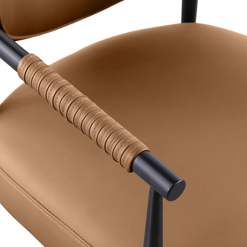 Virella Vegan Leather Upholstered Dining Chair in Cognac, Set of 2 - 829Cognac-C