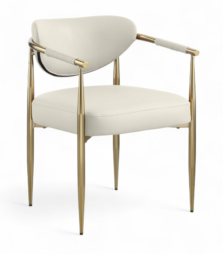 Virella Vegan Leather Upholstered Dining Chair in Cream, Set of 2 - 817Cream-C