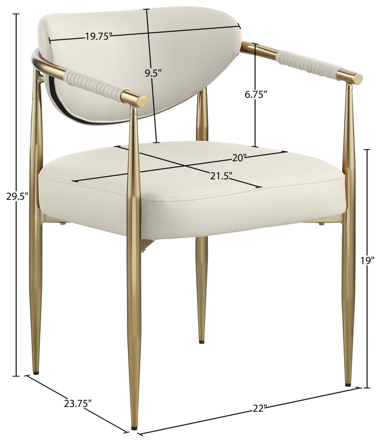 Virella Vegan Leather Upholstered Dining Chair in Cream, Set of 2 - 817Cream-C