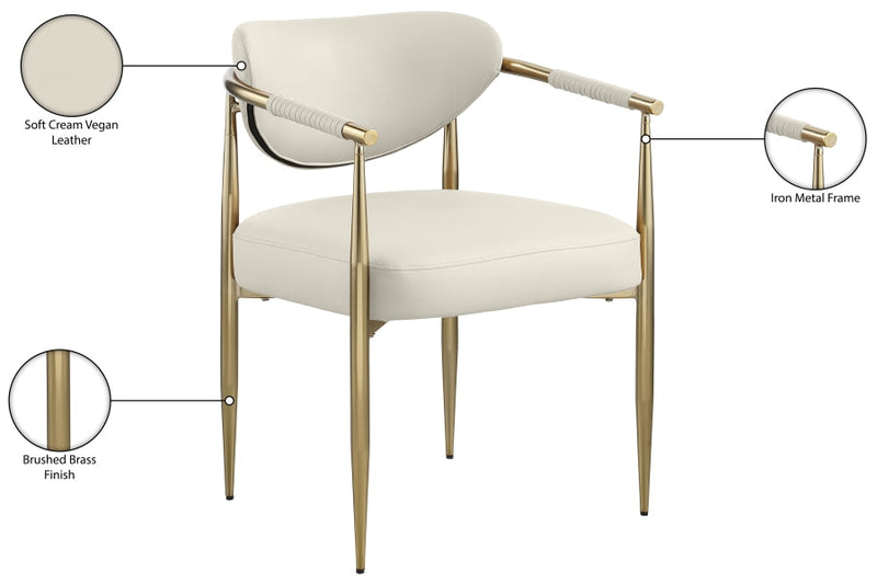 Virella Vegan Leather Upholstered Dining Chair in Cream, Set of 2 - 817Cream-C