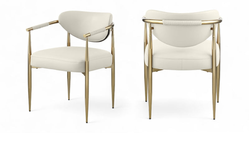 Virella Vegan Leather Upholstered Dining Chair in Cream, Set of 2 - 817Cream-C
