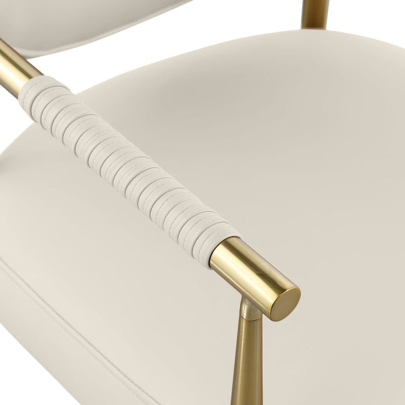 Virella Vegan Leather Upholstered Dining Chair in Cream, Set of 2 - 817Cream-C