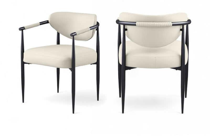 Virella Vegan Leather Upholstered Dining Chair in Cream, Set of 2 - 829Cream-C