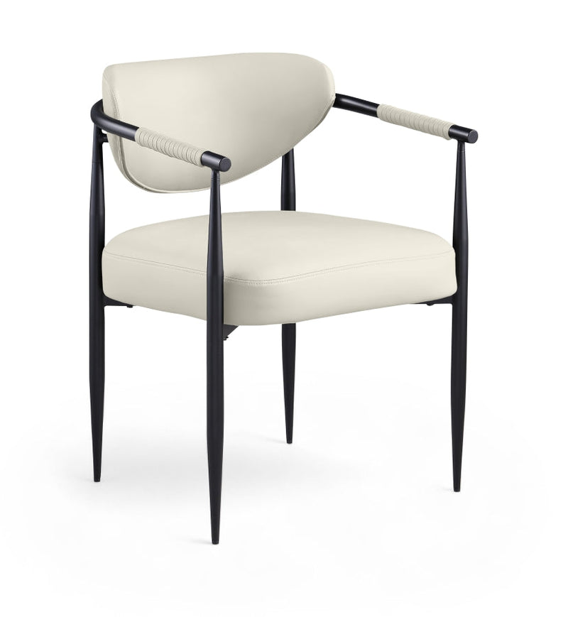 Virella Vegan Leather Upholstered Dining Chair in Cream, Set of 2 - 829Cream-C