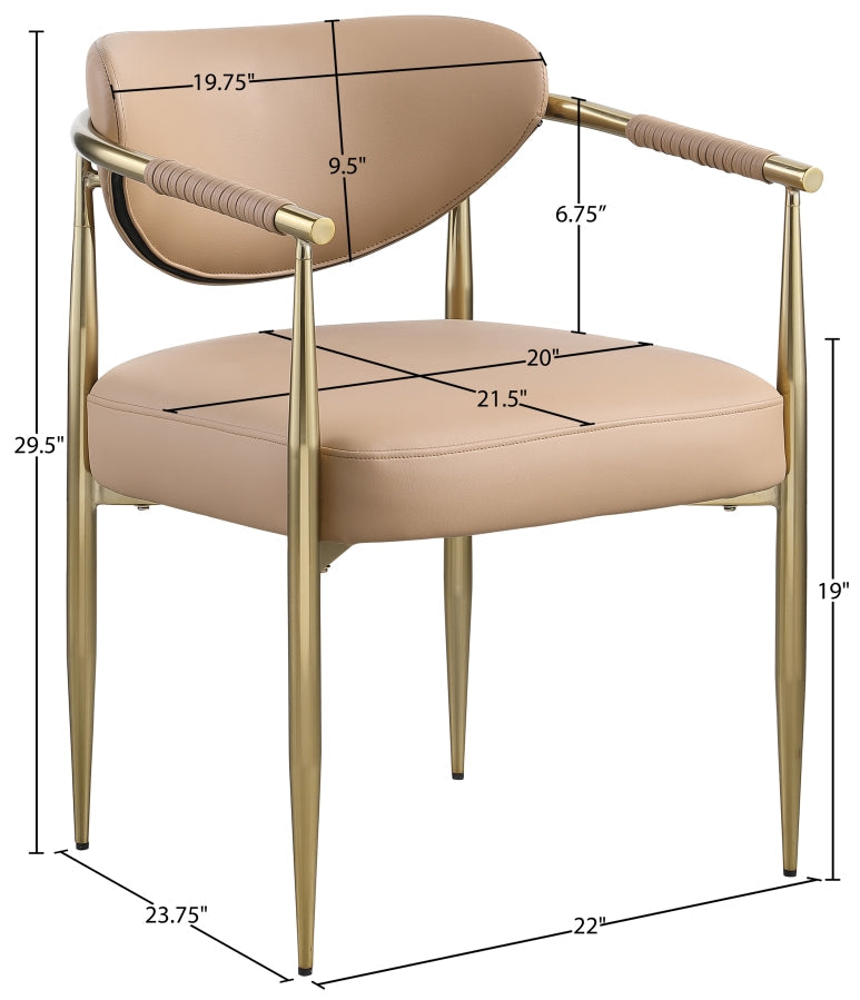 Virella Vegan Leather Upholstered Dining Chair in Natural, Set of 2 - 817Tan-C