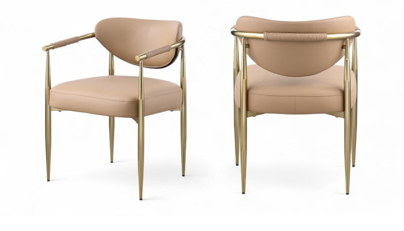 Virella Vegan Leather Upholstered Dining Chair in Natural, Set of 2 - 817Tan-C