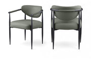Virella Vegan Leather Upholstered Dining Chair in Olive, Set of 2 - 829Olive-C