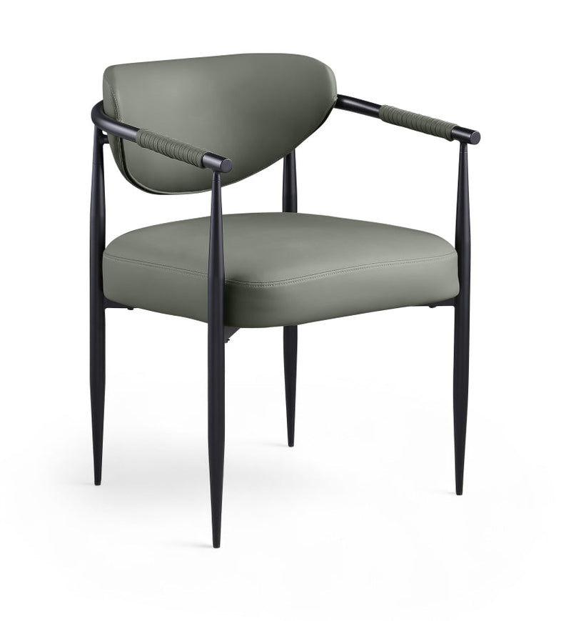 Virella Vegan Leather Upholstered Dining Chair in Olive, Set of 2 - 829Olive-C