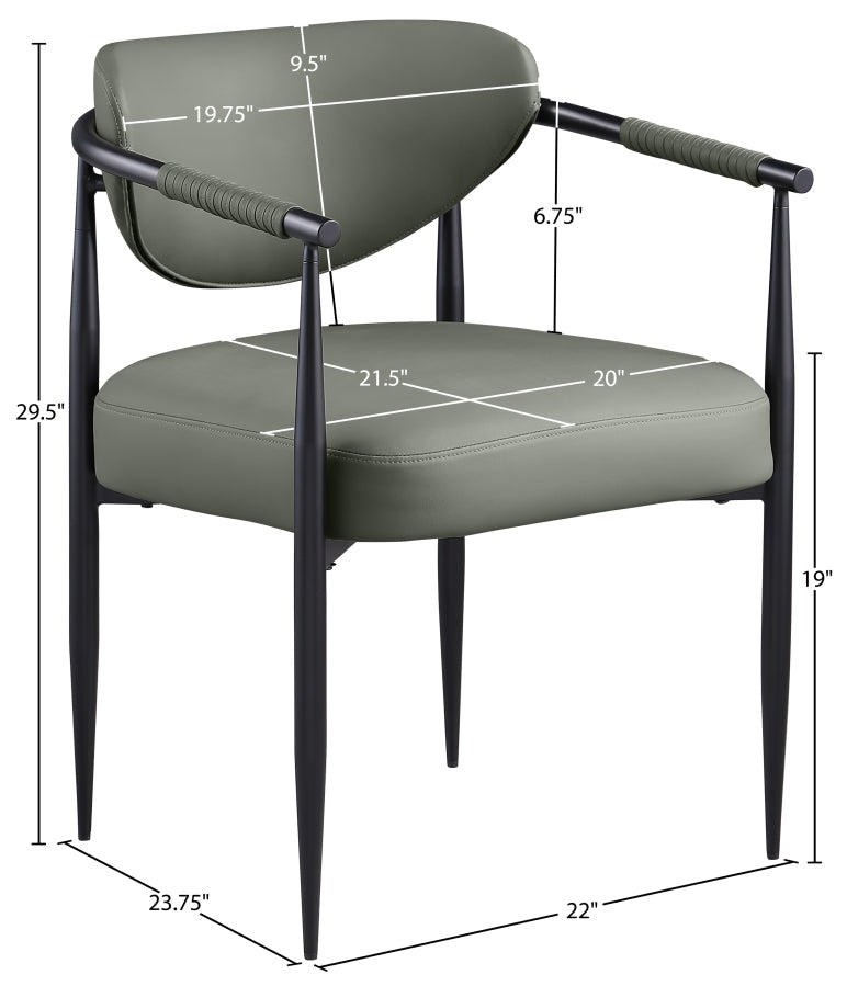 Virella Vegan Leather Upholstered Dining Chair in Olive, Set of 2 - 829Olive-C