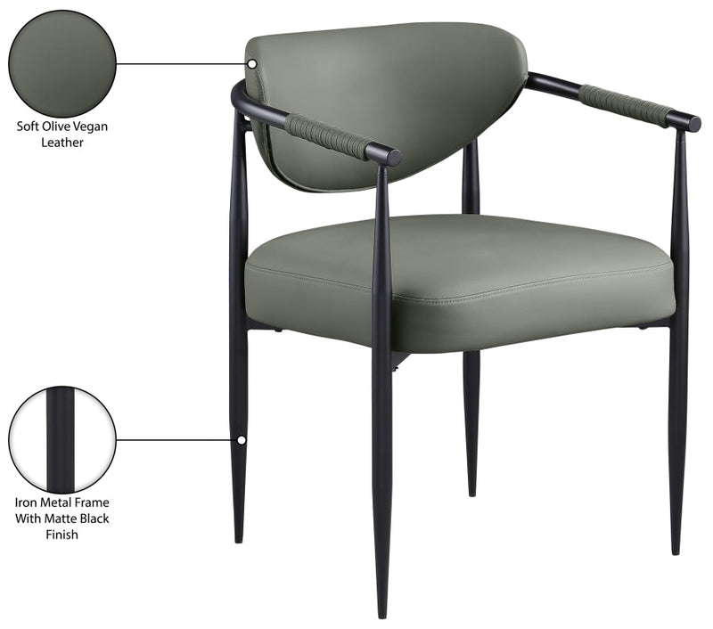 Virella Vegan Leather Upholstered Dining Chair in Olive, Set of 2 - 829Olive-C