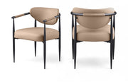Virella Vegan Leather Upholstered Dining Chair in Tan, Set of 2 - 829Tan-C