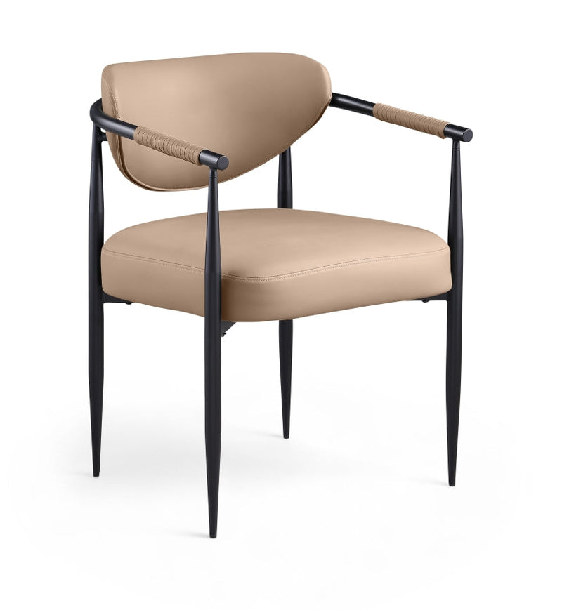Virella Vegan Leather Upholstered Dining Chair in Tan, Set of 2 - 829Tan-C