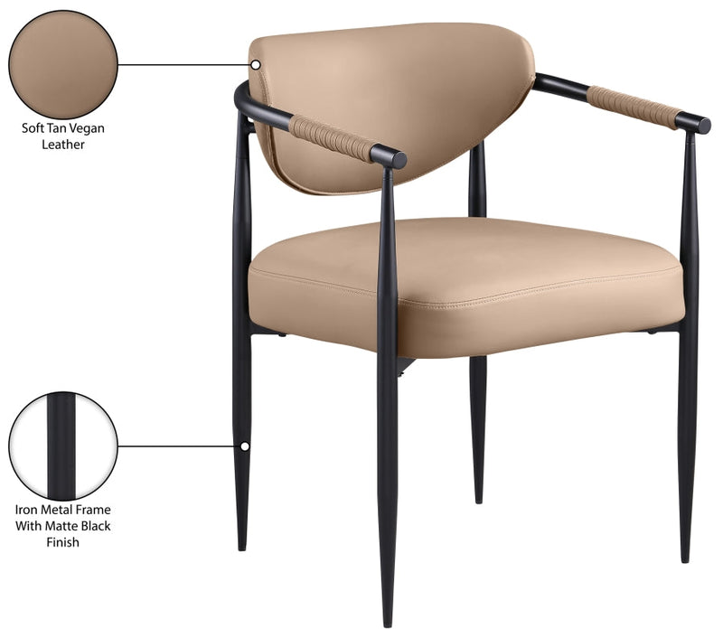 Virella Vegan Leather Upholstered Dining Chair in Tan, Set of 2 - 829Tan-C