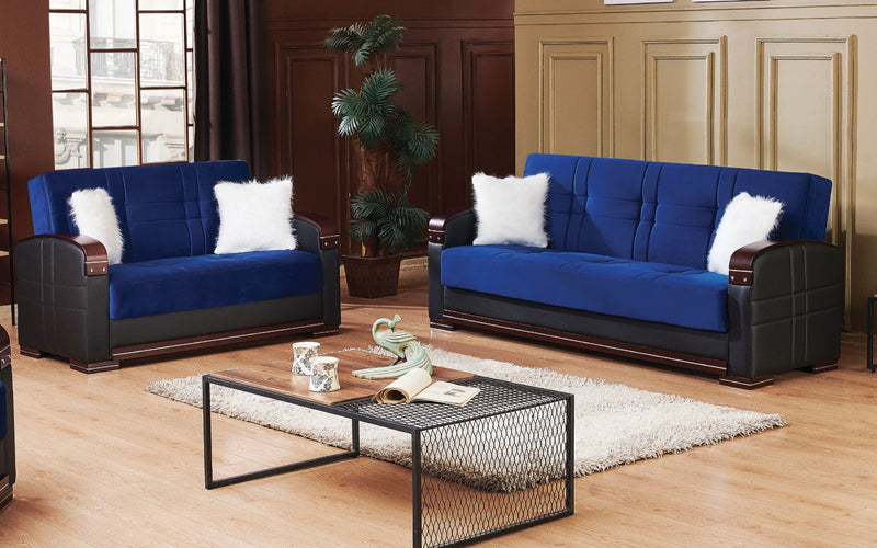 Virginia Blue Sleeper Living Room Set - Gate FurnitureLiving Room Set