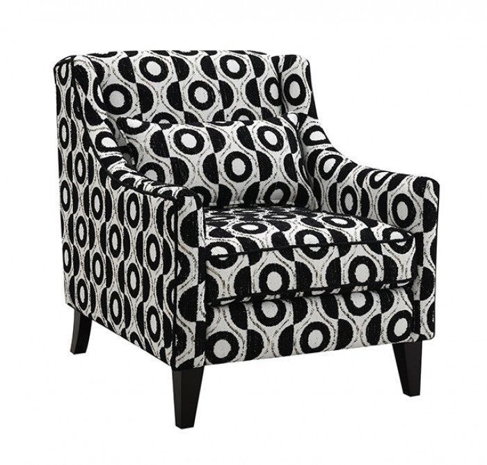 Viviani White/Black Accent Chair - FM61007BK-CH-PT