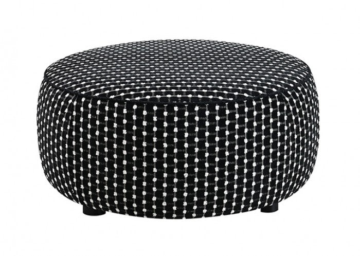 Viviani White/Black Ottoman - FM61007BK-OT