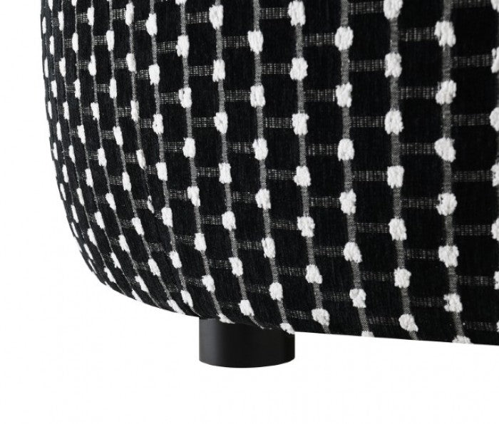Viviani White/Black Ottoman - FM61007BK-OT