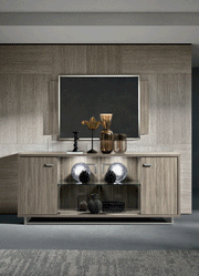 Volare 4 Door Buffet W/ Mirror Grey Set - Gate Furniture