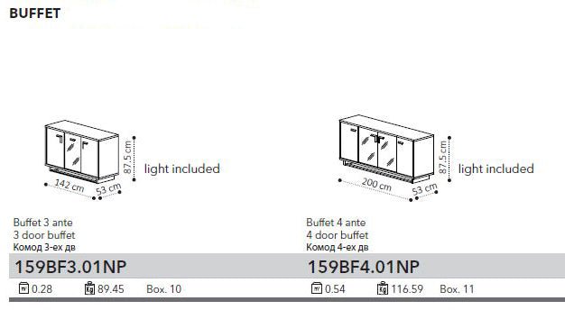 Volare 4 Door Buffet W/Mirror Set - Gate Furniture