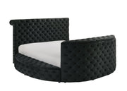 Voltare Black King Upholstered Fireplace Bed with TV Lift - Gate FurnitureKing Bed