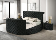Voltare Black Queen Upholstered Fireplace Bed with TV Lift - Gate FurnitureQueen Bed