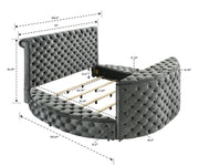 Voltare Black Queen Upholstered Fireplace Bed with TV Lift - Gate FurnitureQueen Bed