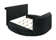 Voltare Black Queen Upholstered Fireplace Bed with TV Lift - Gate FurnitureQueen Bed